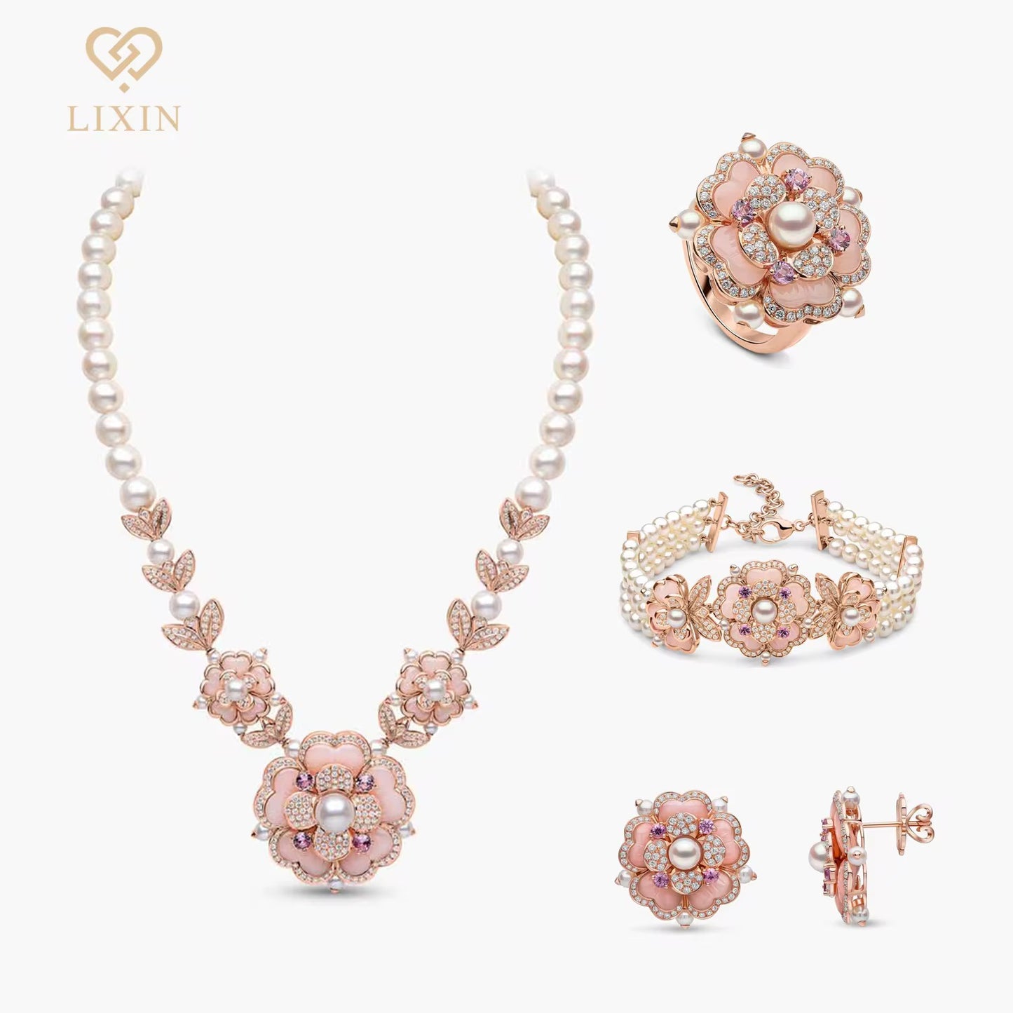 Collier, perles, rose, Sahara 